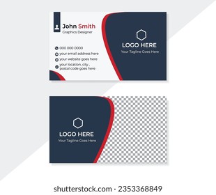 Blue modern creative business card and name card, horizontal simple clean template vector design