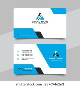 Blue modern creative business card and name card horizontal simple clean template vector design