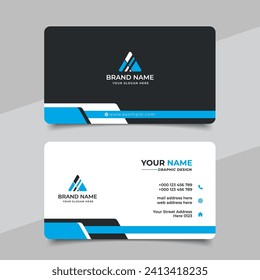 Blue modern creative business card and name card horizontal simple clean template vector design