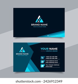 Blue modern creative business card and name card horizontal simple clean template vector design
