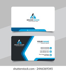 Blue modern creative business card and name card horizontal simple clean template vector design