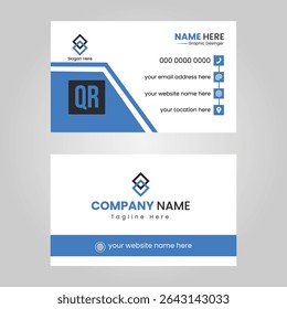 Carte de visite créative moderne bleue, conception horizontale simple et propre d'Image vectorielle de template, mise en page en taille rectangle.