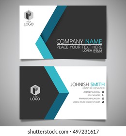 Blue modern creative business card and name card,horizontal simple clean template vector design, layout in rectangle size.