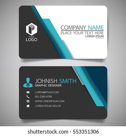 Blue modern creative business card and name card,horizontal simple clean template vector design, layout in rectangle size.