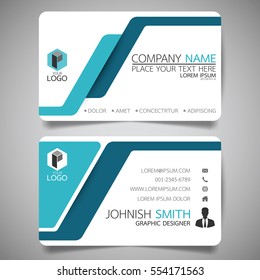 Blue modern creative business card and name card,horizontal simple clean template vector design, layout in rectangle size.