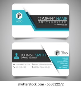 Blue modern creative business card and name card,horizontal simple clean template vector design, layout in rectangle size.