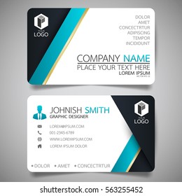 Blue modern creative business card and name card,horizontal simple clean template vector design, layout in rectangle size.