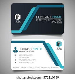 Blue modern creative business card and name card,horizontal simple clean template vector design, layout in rectangle size.