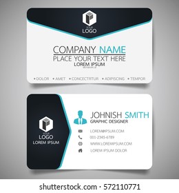 Blue modern creative business card and name card,horizontal simple clean template vector design, layout in rectangle size.