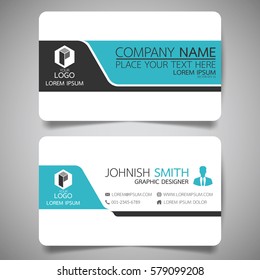 Blue modern creative business card and name card,horizontal simple clean template vector design, layout in rectangle size.