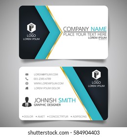 Blue modern creative business card and name card,horizontal simple clean template vector design, layout in rectangle size.