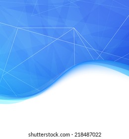 Blue modern crystal structure wave background border blue. Vector illustration