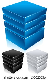 Blue modern database, hosting, server conceptual vector illustration - Shiny and bold in style, comes in blue, black, and silver colors