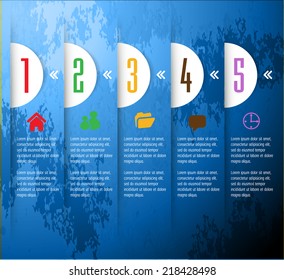 blue modern design old paper text box template for website graphic technology and internet , labels, numbers. 