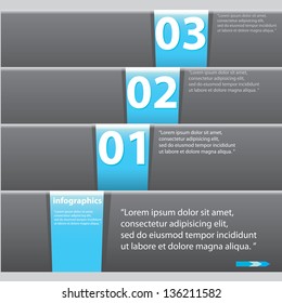Blue modern Design template / can be used for infographics / numbered banners / horizontal cutout lines / graphic or website layout vector