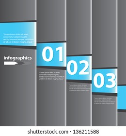 Blue modern Design template / can be used for infographics / numbered banners / horizontal cutout lines / graphic or website layout vector