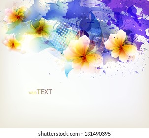 blue Modern Design template with floral design elements