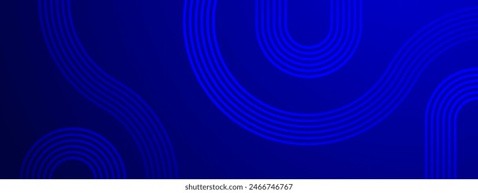 Blau moderner dynamischer Luxus abstrakter Banner mit glühenden geometrischen Streifenlinien