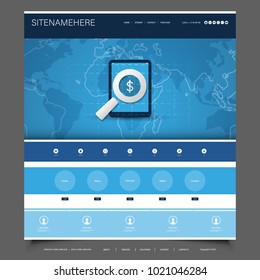 Plantilla de estilo plano azul moderno - Negocios globales, movilidad, tecnología - Diseño de sitios web 