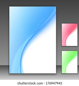 Blue modern folder template - swoosh background. Vector illustration