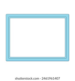 Blue modern frame with a white blank canvas board vector