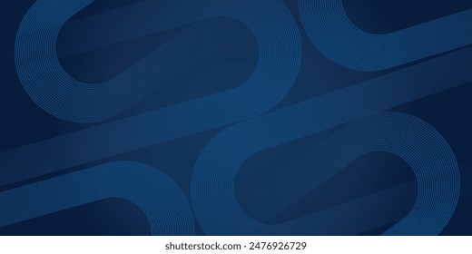 Blue modern futuristic vector abstract banner with shape shiny lines. Abstract elegant blue background with shiny geometric lines. Modern diagonal rounded lines pattern