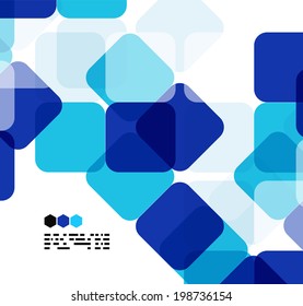 Blue modern geometric design template on white. Abstract background with copy space