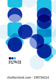 Blue modern geometric design template on white. Abstract background with copy space