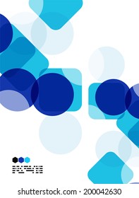 Blue modern geometric design template on white. Abstract background with copy space