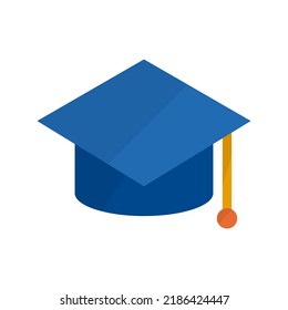 Blue modern graduate cap. Mortarboard. Square academic cap. Vector.