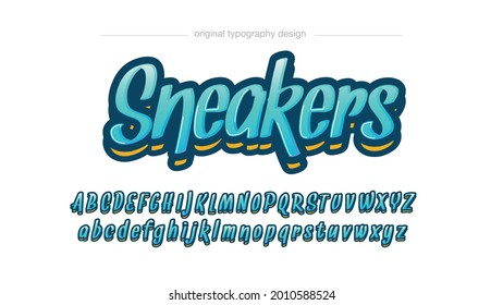 Blue Modern Graffiti Cursive Artistic Font Typography