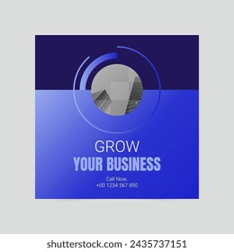 Blue modern grow your business social media cover template