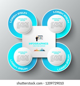 blue modern infographic Vector design template of 4 options, steps,on the grey background.Eps 10 vector file.