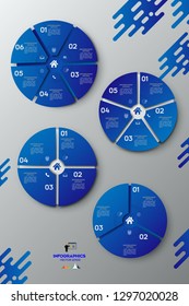 Blue Modern infographic Vector design template of Cycle options, steps,on the grey background.Eps 10 vector file.