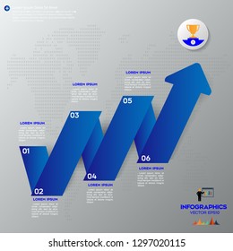 Blue Modern infographic Vector design template of 6 options, steps,on the grey background.Eps 10 vector file.
