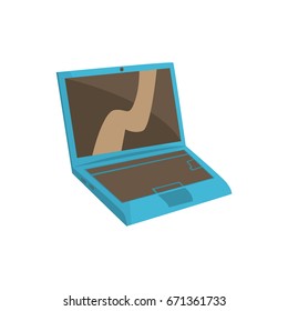 Blue modern laptop cartoon vector Illustration