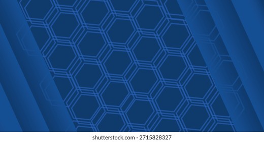 Diseño de material moderno azul con patrón hexagonal, hojas de papel superpuestas oscuras, Plantilla corporativa para su negocio, Vector