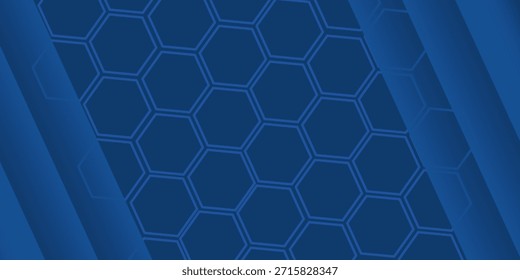 Diseño de material moderno azul con patrón hexagonal, hojas de papel superpuestas oscuras, Plantilla corporativa para su negocio, Vector