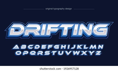 Blue Modern Metallic Gaming Sports Futuristic Artistic Font Typography