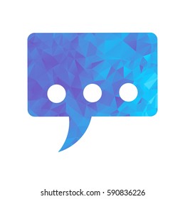 Blue modern polygonal icon for business. Triangle message. Flat vector cartoon illustration. Objects isolated on a white background.