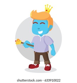 blue modern prince holding scepter