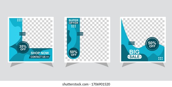Blue Modern promotion square web banner for social media mobile apps. Elegant sale and discount promo backgrounds for digital marketing