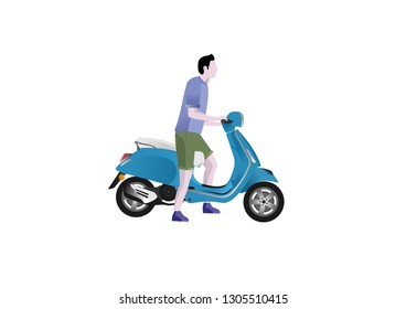 Blue modern scooter flat design