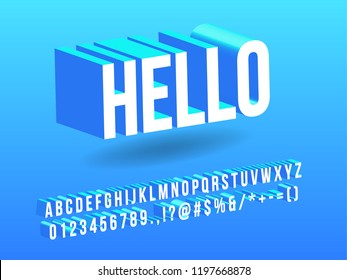 blue modern and simple alphabet floating font effect isometric