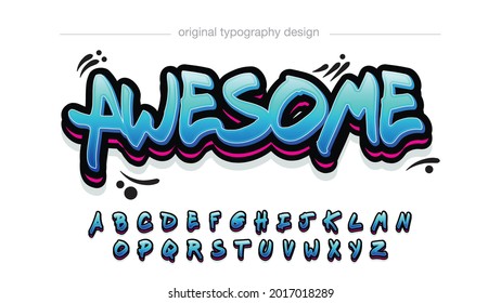 Blue Modern Sticker Graffiti Artistic Font Typography