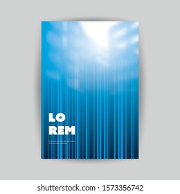 Blue Modern Style Striped Flyer or Cover Design for Your Business with Blurred Urban Theme - Applicable for Business Reports, Presentations, Banners, Placards, Posters