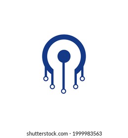 Blue modern technology logo royalty free