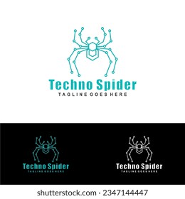 
Blue modern technology spider illustration logo