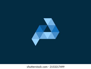 Blue modern Triangle letter A P technology logo