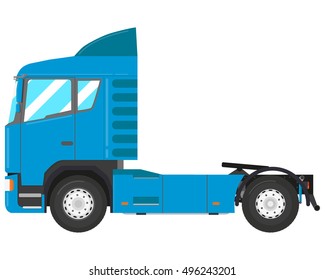 Blue modern truck-tractor isolated on white background. Vector illustration